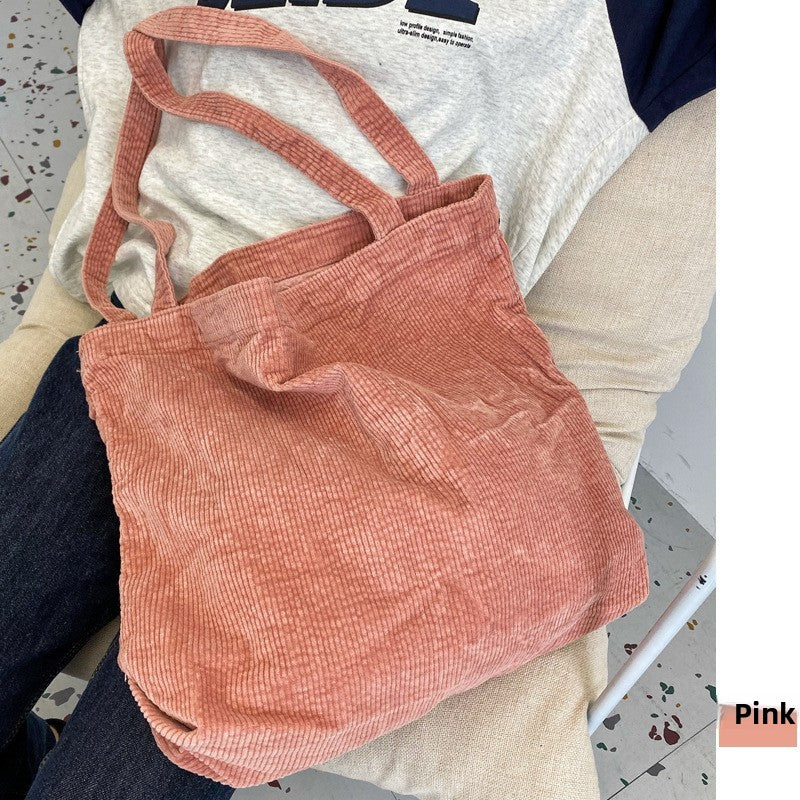Casual Corduroy Shoulder Tote