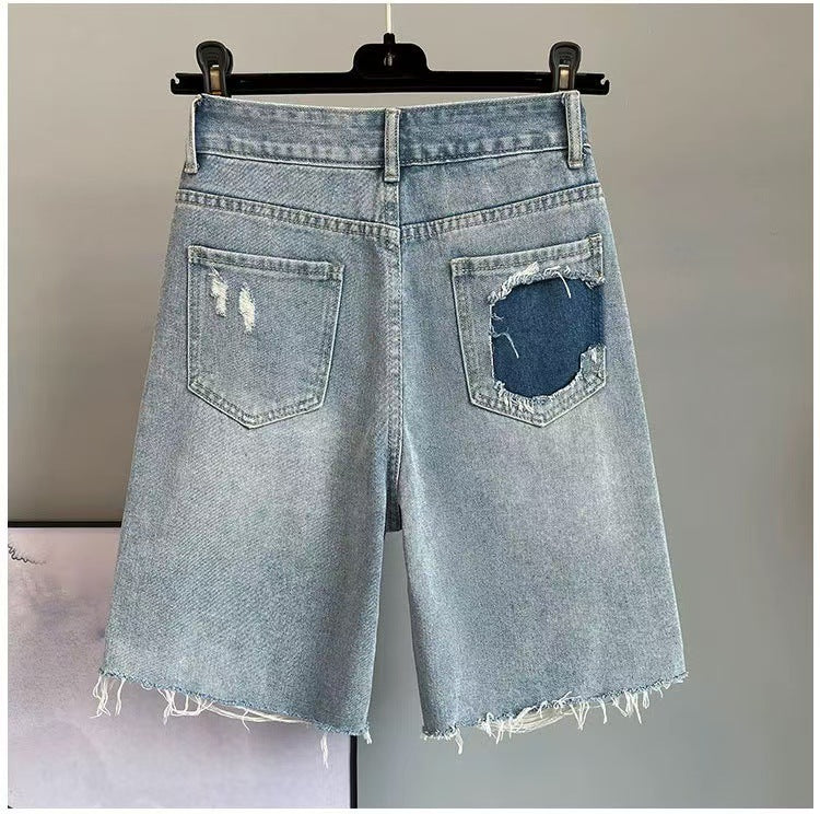 Geometric Denim Skirt