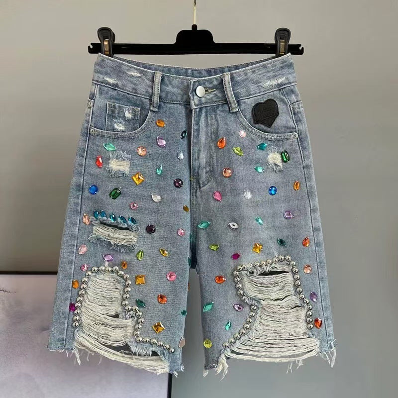 Geometric Denim Skirt