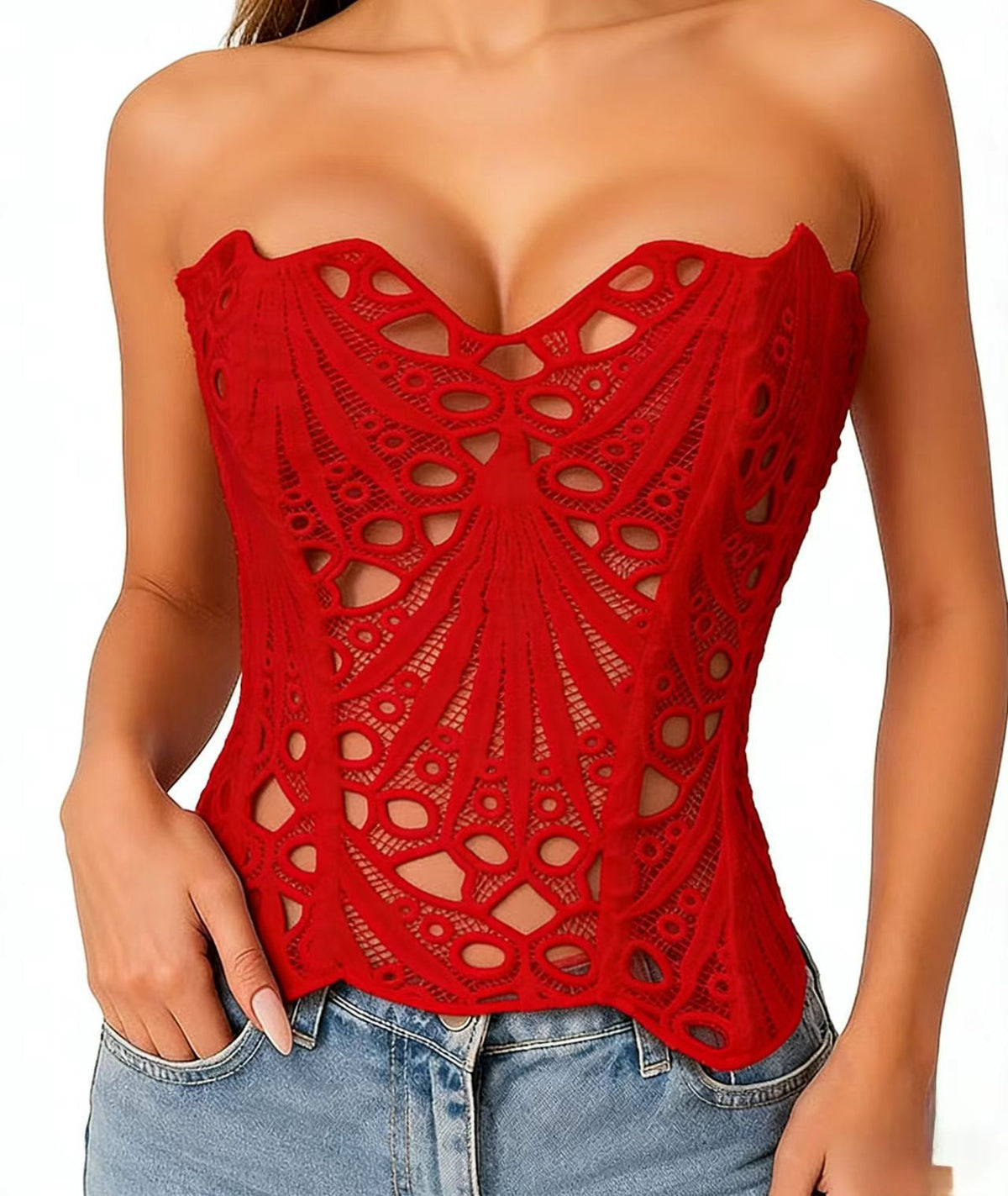 Embroidered Backless Waist Shaping Corset