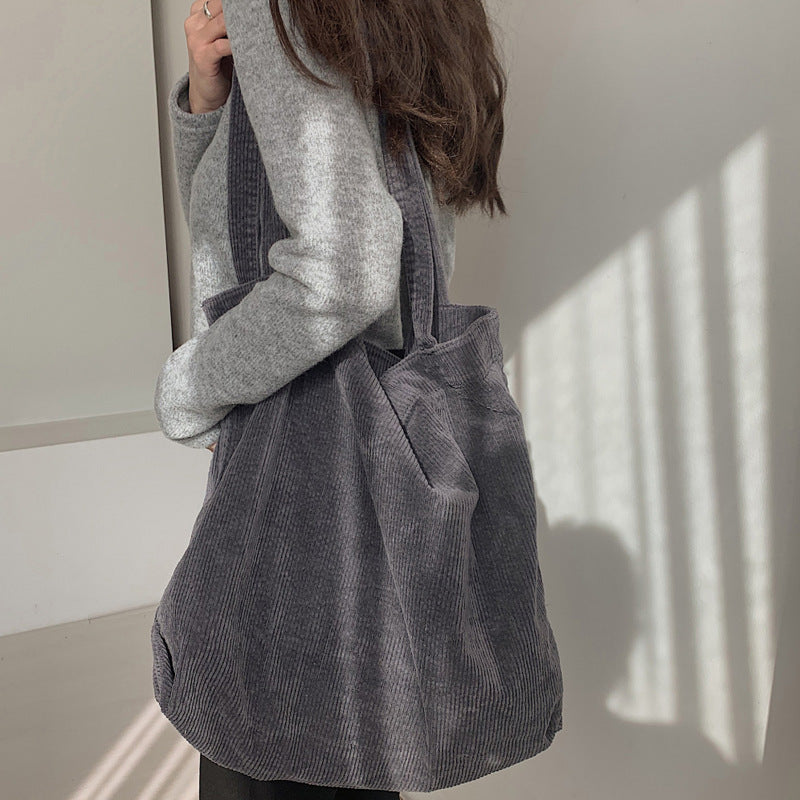 Casual Corduroy Shoulder Tote