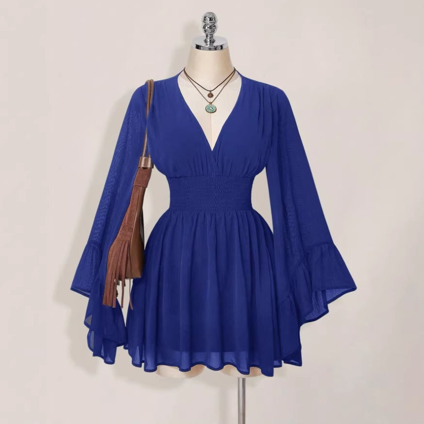 Bohemian Flared Sleeve V-Neck Top
